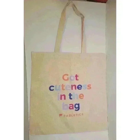 Fabletics Canvas Tote Bag Spellout Logo Got Cuteness In The Bag Rainbow - Picture 1 of 5